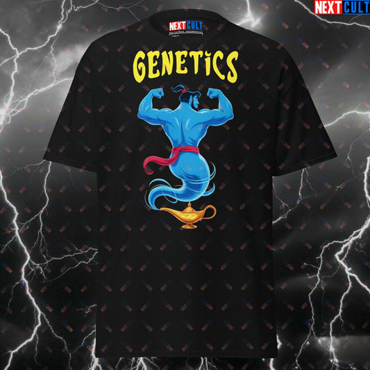 Funny Gym Shirt - Genetics Genie Gym Tee for Lifters & Gymbros - Pump Cover Workout Top for Bodybuilding & Powerlifting Gains T-shirts Bodybuilding Films Fitness Gym Pump Cover Workout Next Cult Brand