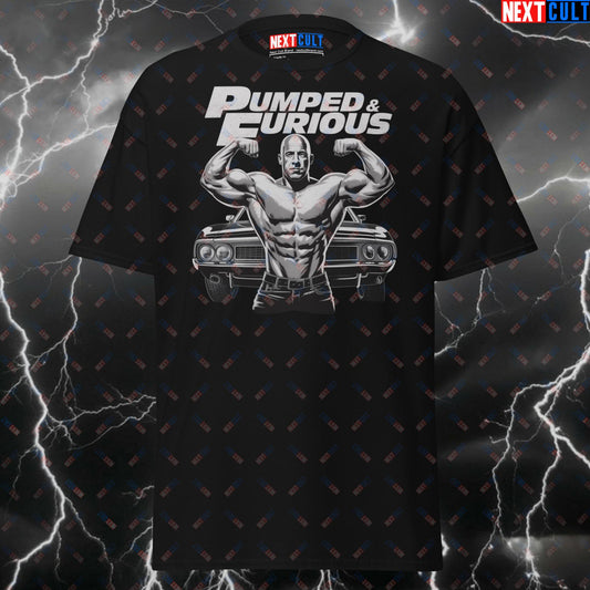 Funny Gym Shirt - Pumped & Furious Gym Meme Tee - Muscles and Cars Pump Cover T-Shirt for Lifters & Gymbros T-shirts Films Fitness Gym Pump Cover Workout Next Cult Brand