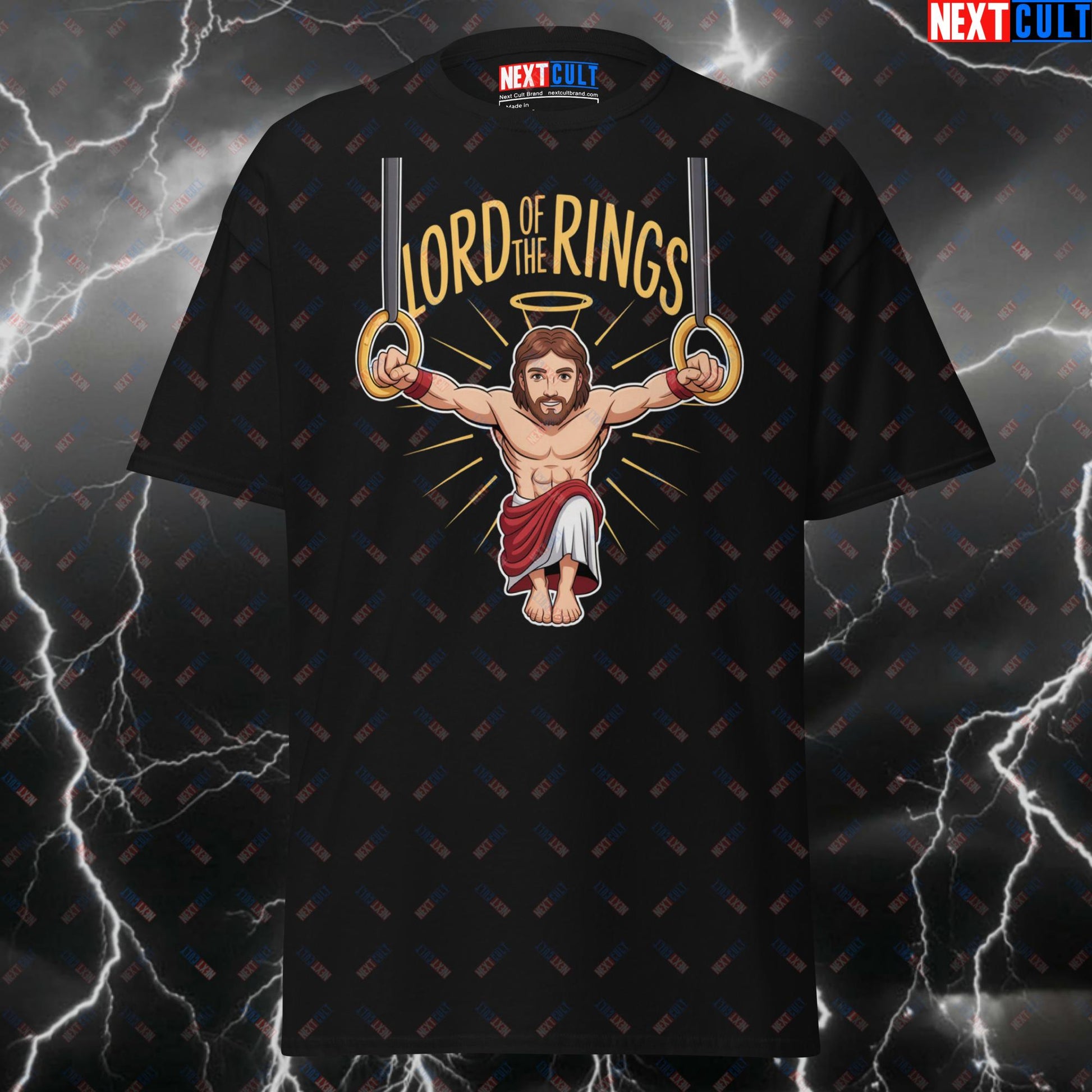 Funny Gym Shirt - Lord of the Calisthenics Rings Meme Tee for Lifters, Pump Cover Workout Top for Gymbros & Fitness Gains T-shirts Calisthenics Easter Fitness Gym Jesus Pump Cover Workout Next Cult Brand