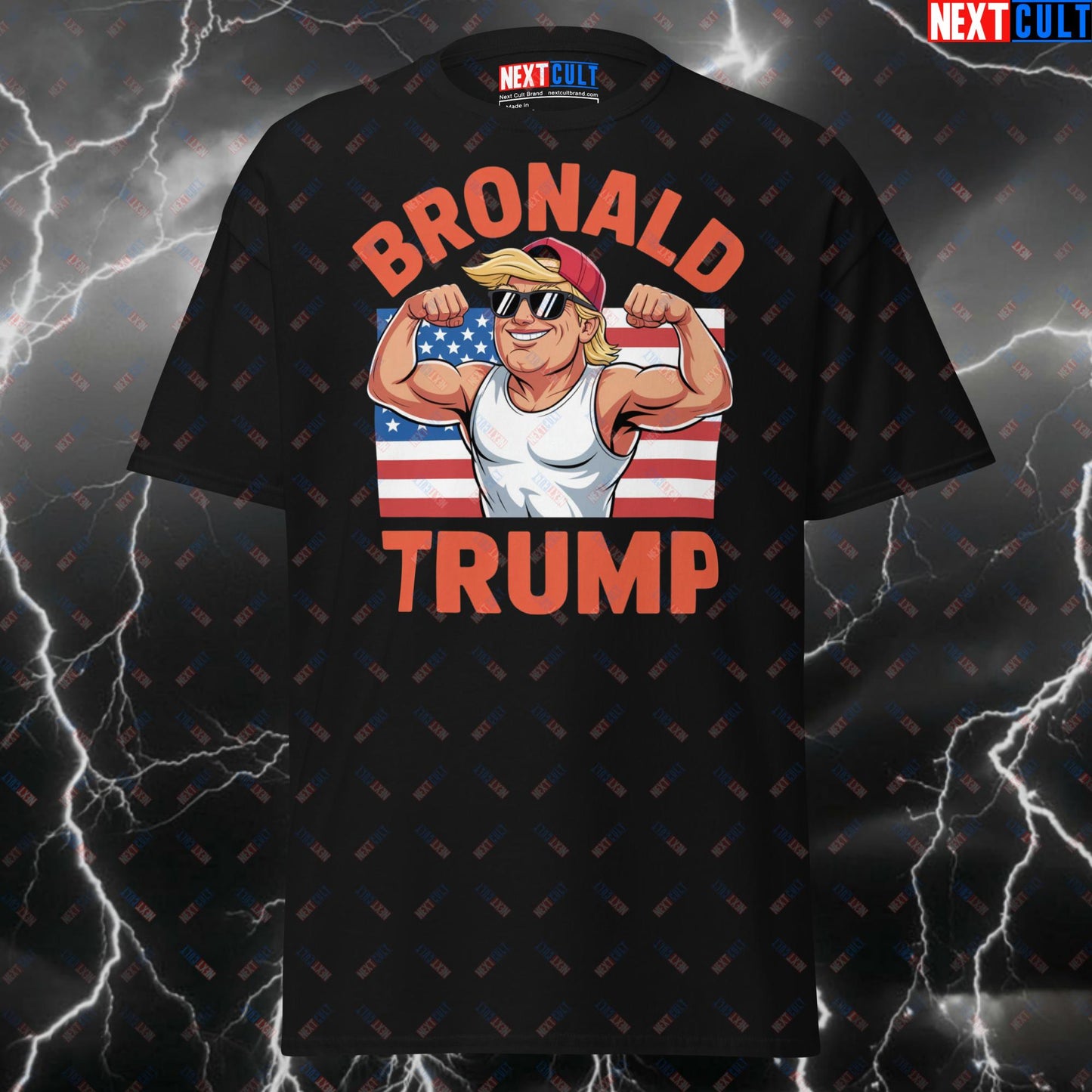 Funny Gym Shirt - Bronald Trump Pump Cover T-Shirt for Gymbros, Patriotic 4th of July Workout Tee for Lifters & Fitness Meme Lovers T-shirts 4th of July Bodybuilding Donald Trump Fitness Gym Pump Cover Workout Next Cult Brand