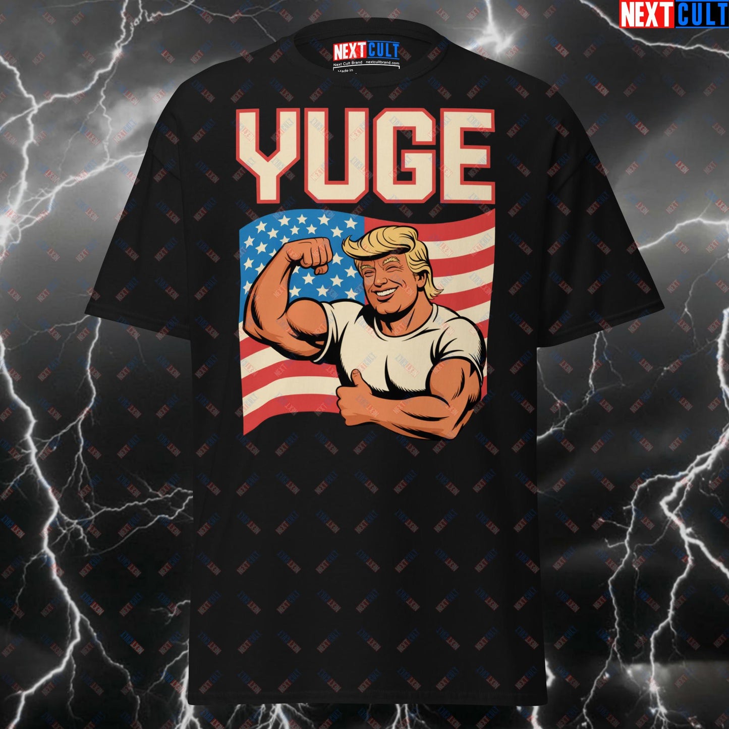 YUGE Patriotic Trump 4th of July Gym T-Shirt - Funny Meme Pump Cover Tee for Lifters, USA Independence Day Workout Top T-shirts 4th of July Bodybuilding Donald Trump Fitness Gym Pump Cover Workout Next Cult Brand