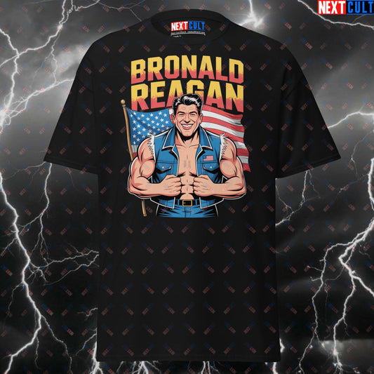 Funny Patriotic Gym T-Shirt - Bronald Reagan Pump Cover Tee for 4th of July, USA Workout & Gains Meme Shirt T-shirts 4th of July Bodybuilding Fitness Gym Pump Cover Workout Next Cult Brand