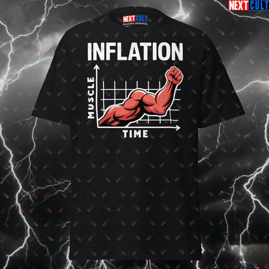 Funny Gym Shirt - Muscle Inflation Graph T-Shirt | Gymbro Meme Tee | Workout Pump Cover Top for Lifters & Fitness Gains T-shirts 4th of July Bodybuilding Fitness Gym Pump Cover Workout Next Cult Brand