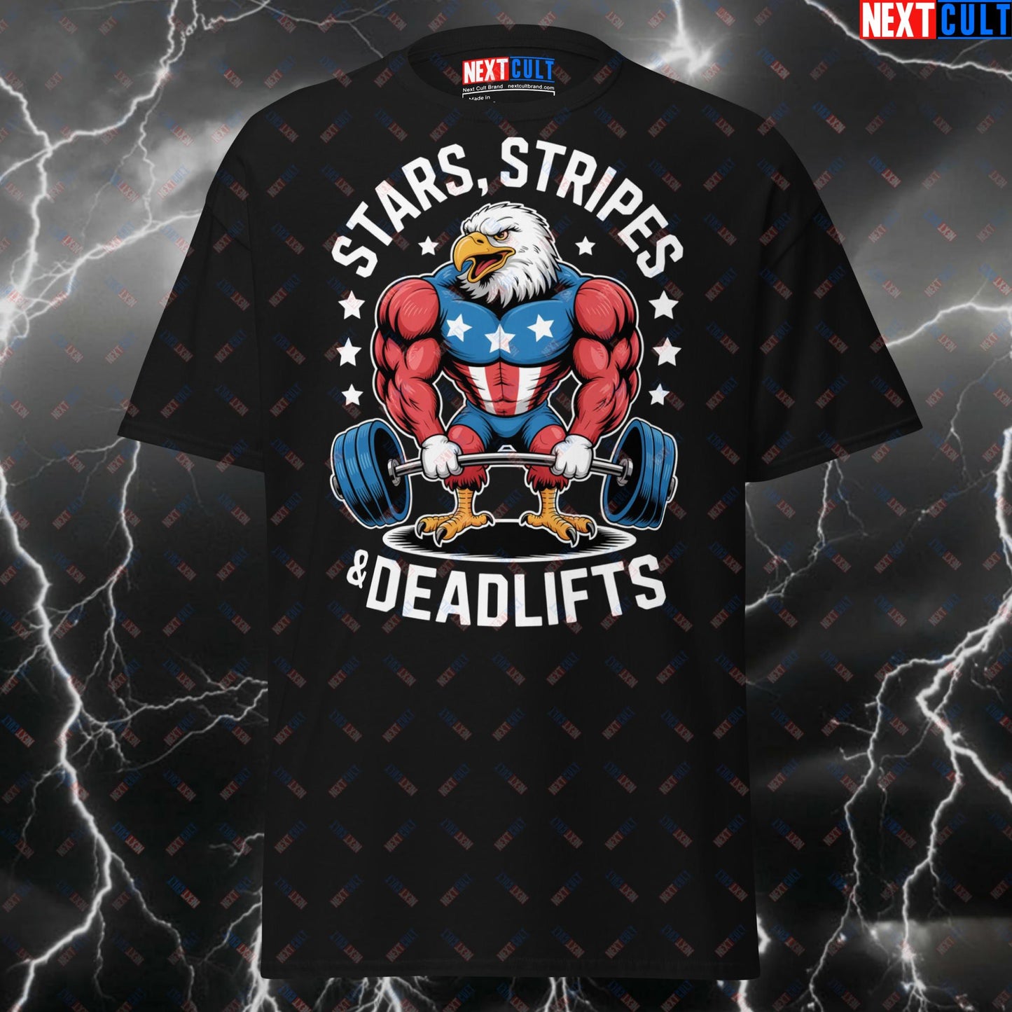 Stars Stripes & Dealifts Patriotic Eagle Pump Cover - Funny 4th of July Gym T-Shirt for Lifters & Gymbros T-shirts 4th of July Fitness Gym Leg Day Powerlifting Pump Cover Workout Next Cult Brand