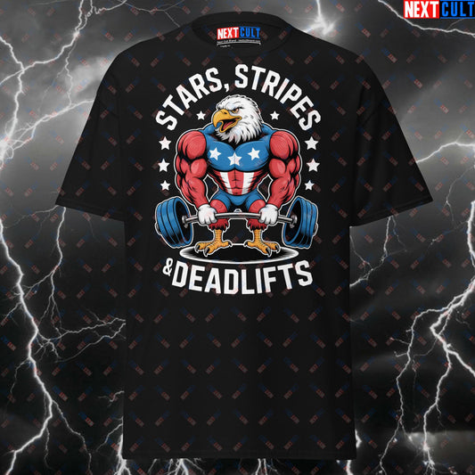 Stars Stripes & Dealifts Patriotic Eagle Pump Cover - Funny 4th of July Gym T-Shirt for Lifters & Gymbros T-shirts 4th of July Fitness Gym Leg Day Powerlifting Pump Cover Workout Next Cult Brand