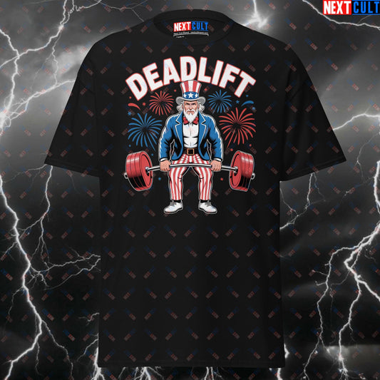 Funny Deadlift Uncle Sam Patriotic Gym T-Shirt - 4th of July Pump Cover Tee for Fitness Lifters & Gymbros T-shirts 4th of July Bodybuilding Fitness Gym Leg Day Powerlifting Pump Cover Uncle Sam Workout Next Cult Brand