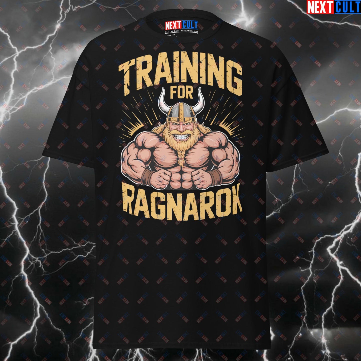 Funny Viking Gym Shirt - Training For Ragnarok Pump Cover Tee for Lifters & Gymbros - Norse Fitness Meme T-Shirt T-shirts Bodybuilding Fitness Gym Pump Cover Vikings Workout Next Cult Brand