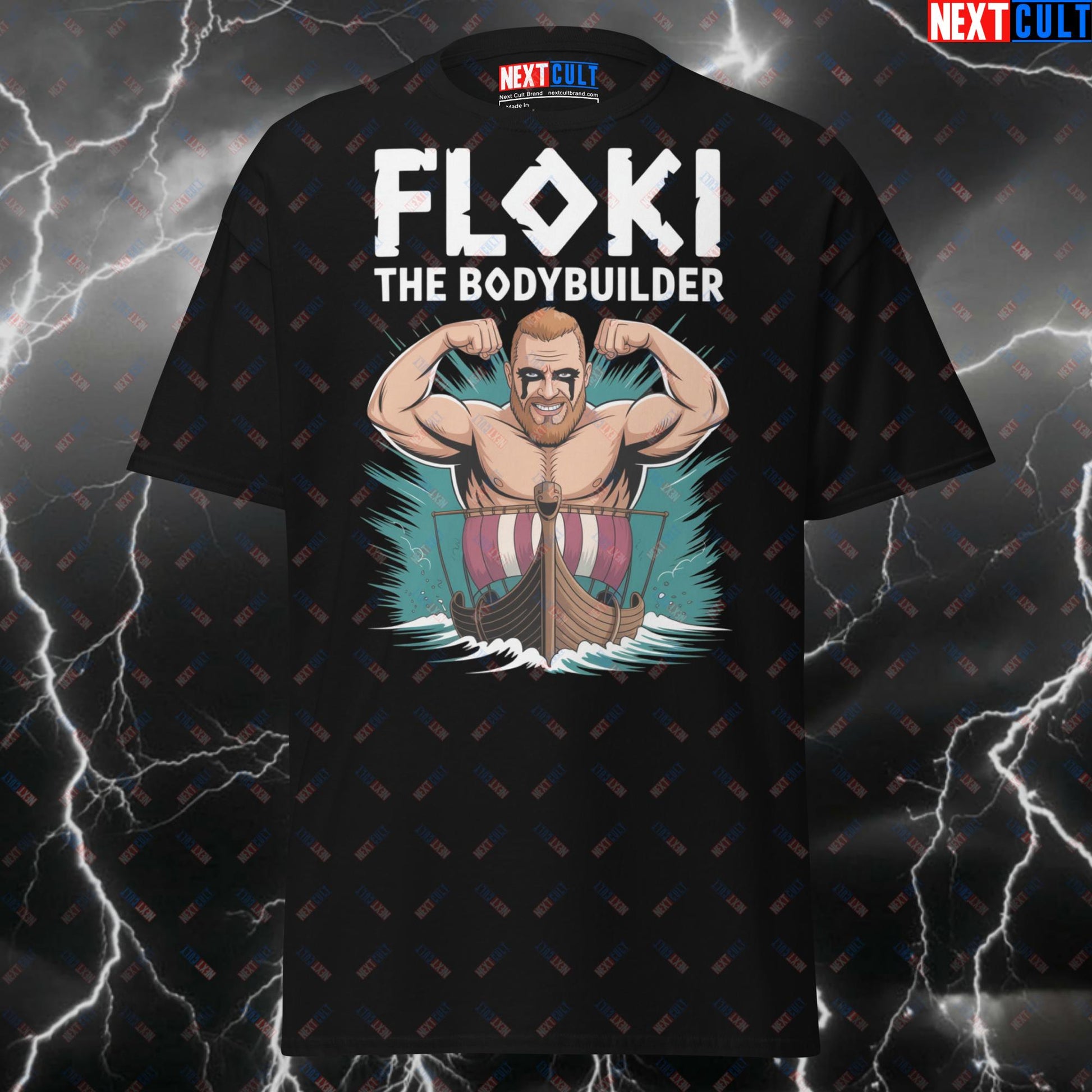 Floki The Bodybuilder Viking Gym T-Shirt - Funny Norse Workout Tee for Lifters & Gymbros - Pump Cover Meme Top T-shirts Bodybuilding Fitness Gym Pump Cover TV Vikings Workout Next Cult Brand