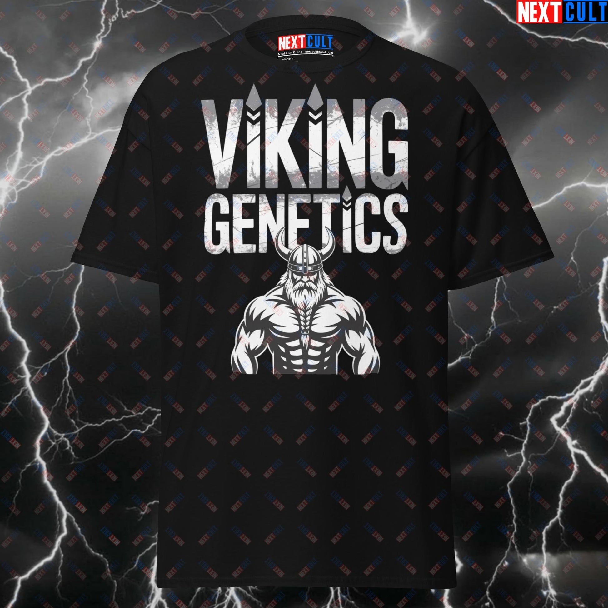 Viking Genetics Funny Viking Gym Shirt - Norse Fitness Meme Tee for Lifters & Gymbros - Pump Cover Workout Top for Bodybuilding Gains T-shirts Bodybuilding Fitness Gym Pump Cover Vikings Workout Next Cult Brand