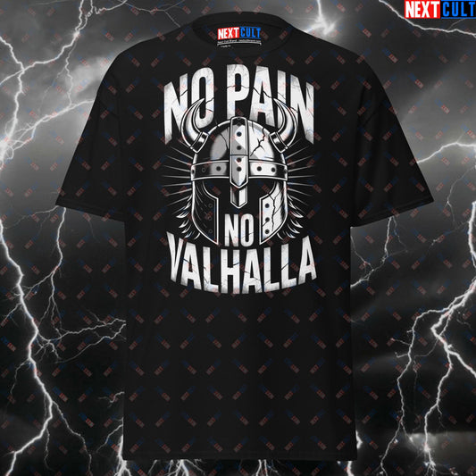No Pain No Valhalla Viking Gym T-Shirt - Funny Norse Workout Tee for Lifters & Gymbros - Pump Cover Fitness Shirt T-shirts Bodybuilding Fitness Gym Pump Cover Vikings Workout Next Cult Brand