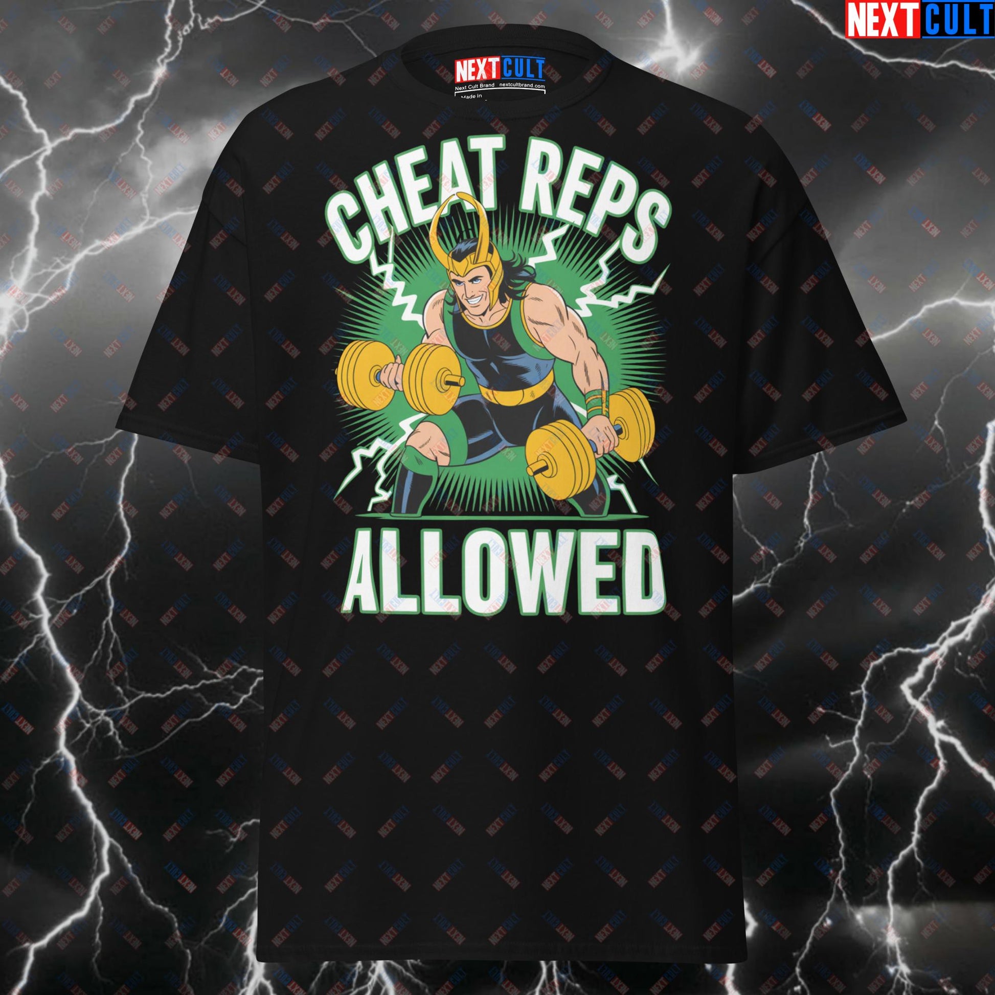 Cheat Reps Allowed Funny Viking Gym T-Shirt – Loki Norse Workout Tee for Lifters & Gymbros – Pump Cover Fitness Shirt T-shirts Bodybuilding Films Fitness Gym Loki Pump Cover Superheroes TV Vikings Workout Next Cult Brand