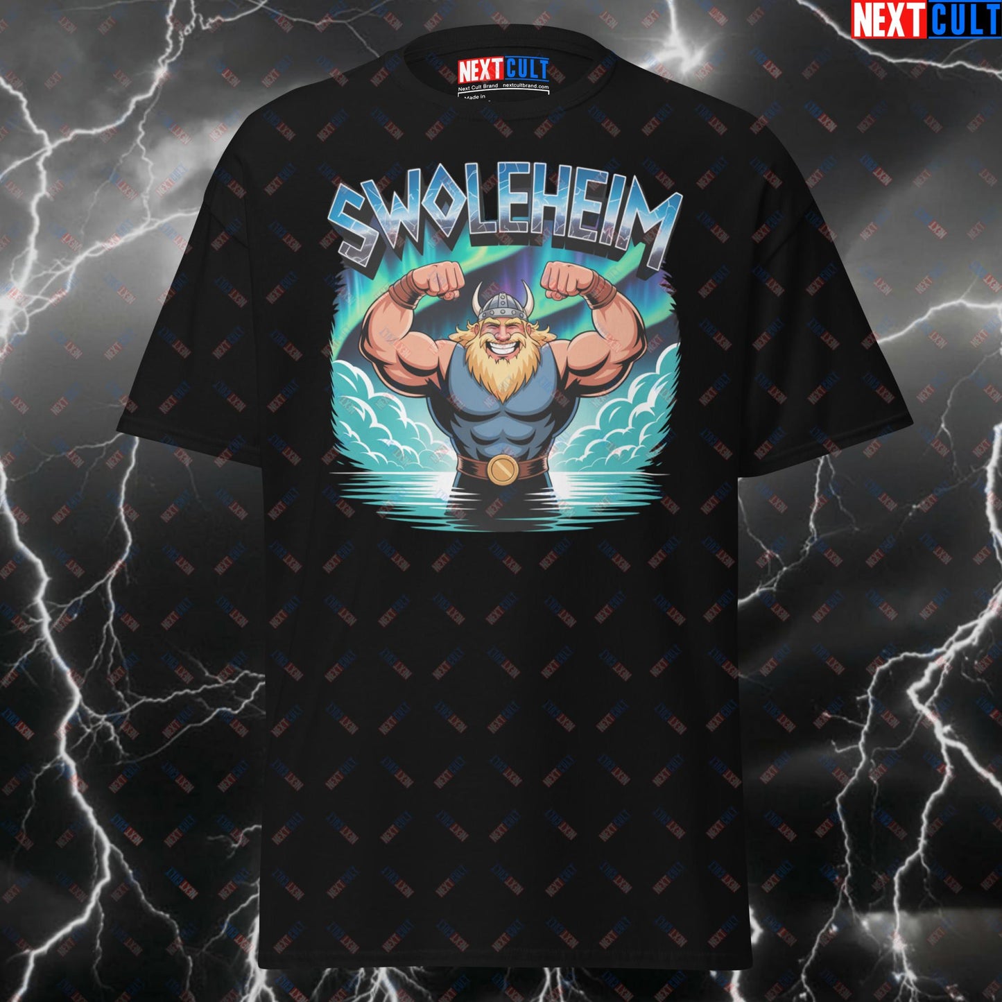 Swoleheim Viking Gym T-Shirt - Funny Norse Workout Tee for Lifters & Gymbros - Pump Cover Fitness Meme Shirt T-shirts Bodybuilding Fitness Gym Pump Cover Vikings Workout Next Cult Brand