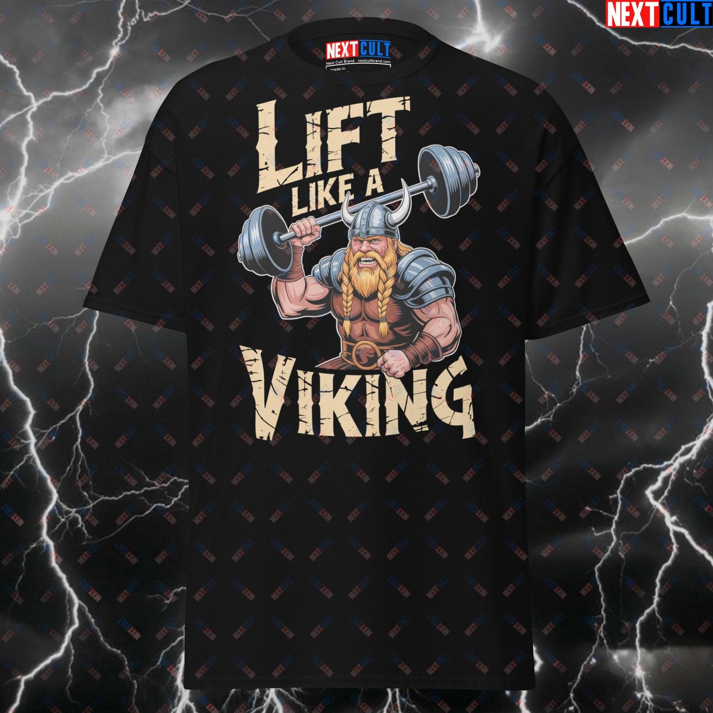Lift Like A Viking Funny Gym T-Shirt - Norse Meme Tee for Gym Bros & Powerlifting Pump Cover T-shirts Bodybuilding Fitness Gym Pump Cover Vikings Workout Next Cult Brand