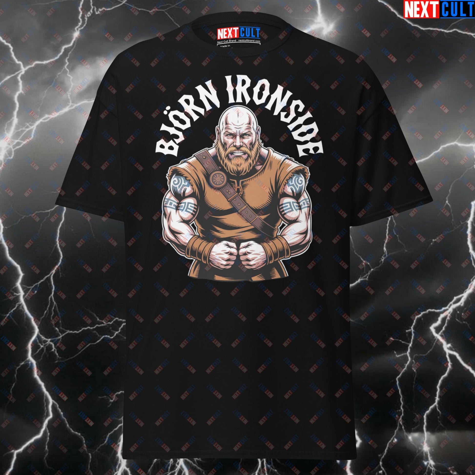 Bjorn Ironside Viking Gym T-Shirt - Funny Workout Tee for Lifters & Gymbros - Norse Fitness Pump Cover Meme Shirt T-shirts Bodybuilding Fitness Gym Pump Cover TV Vikings Workout Next Cult Brand