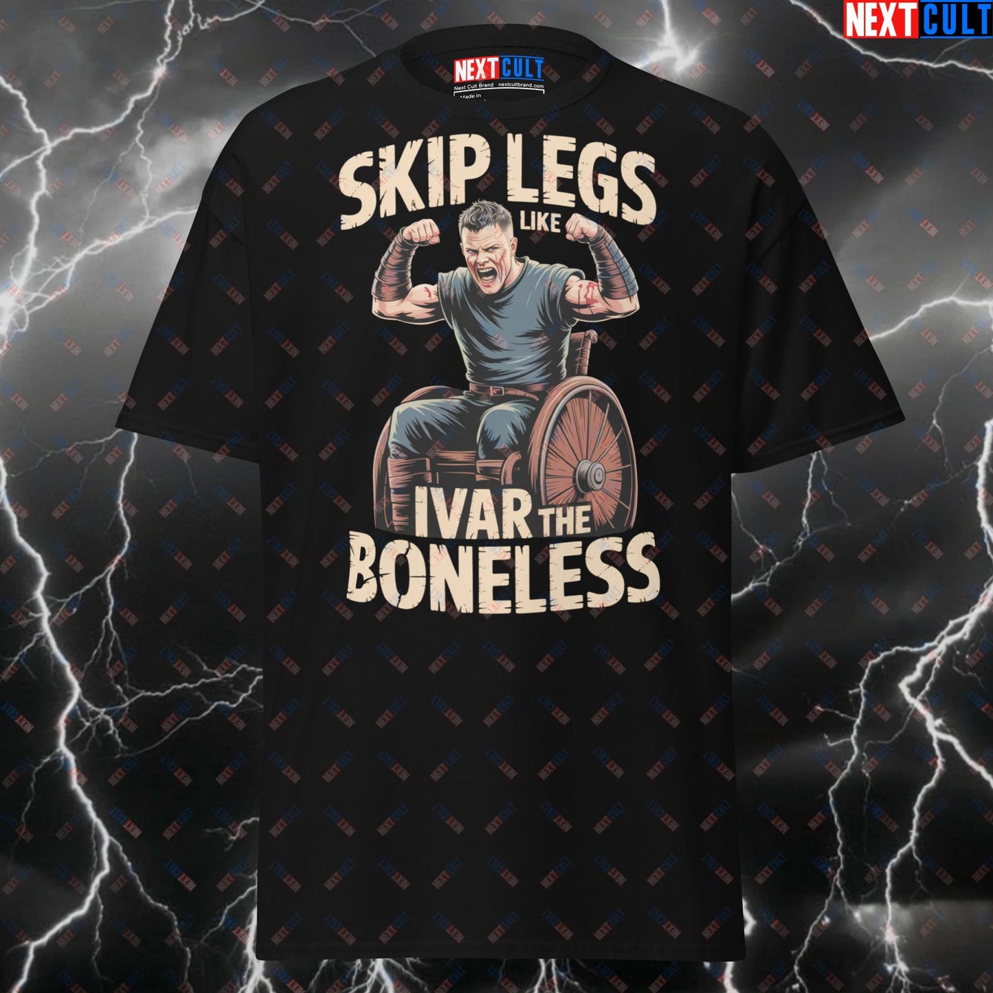 Funny Viking Gym Shirt - Skip Legs Like Ivar The Boneless Tee - Norse Meme Pump Cover for Lifters & Gymbros T-shirts Bodybuilding Fitness Gym Pump Cover TV Vikings Workout Next Cult Brand