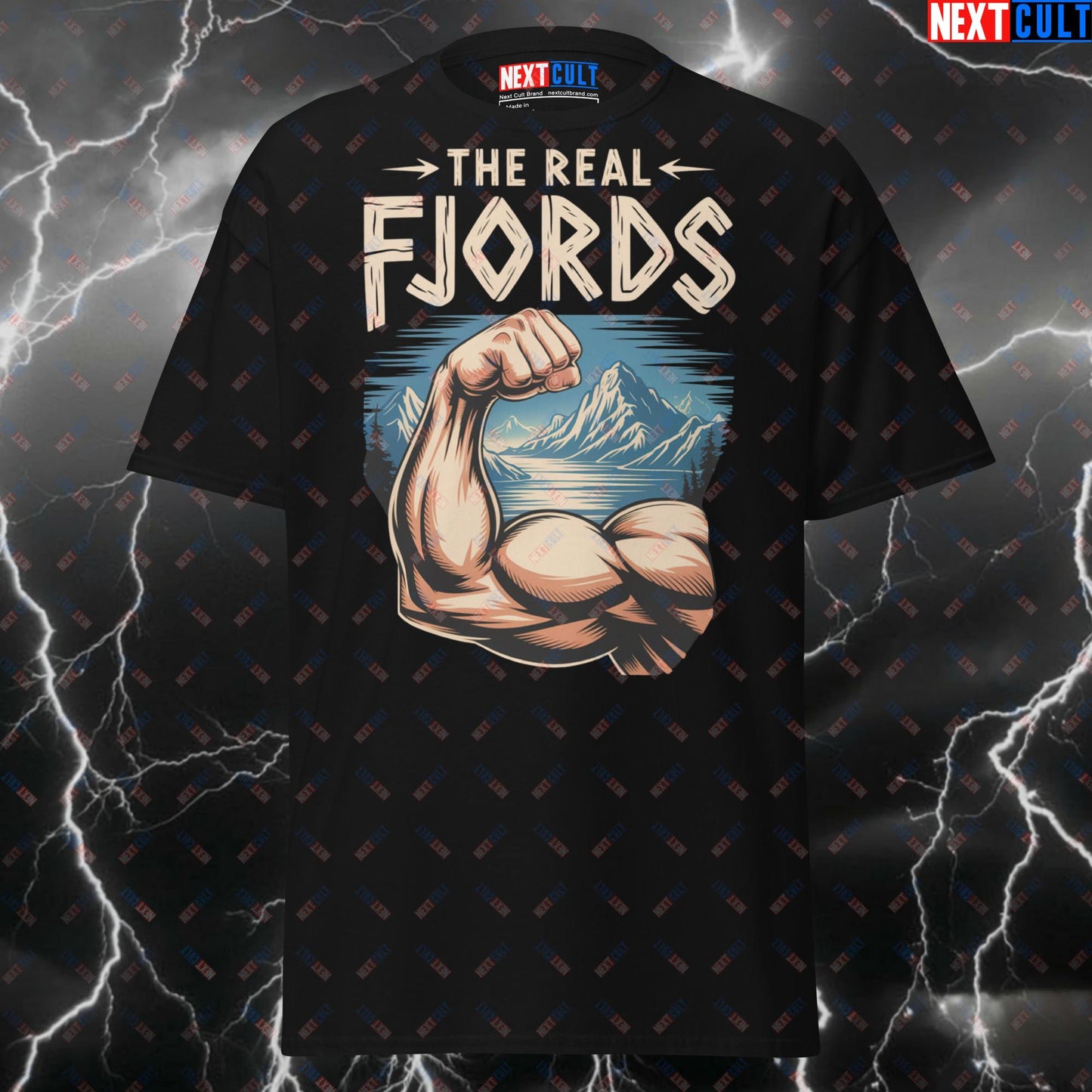 The Real Fjords Pump Cover Gym T-Shirt – Funny Muscle Mountain Tee for Lifters, Gymbros & Fitness Meme Lovers T-shirts Bodybuilding Fitness Gym Pump Cover Vikings Workout Next Cult Brand