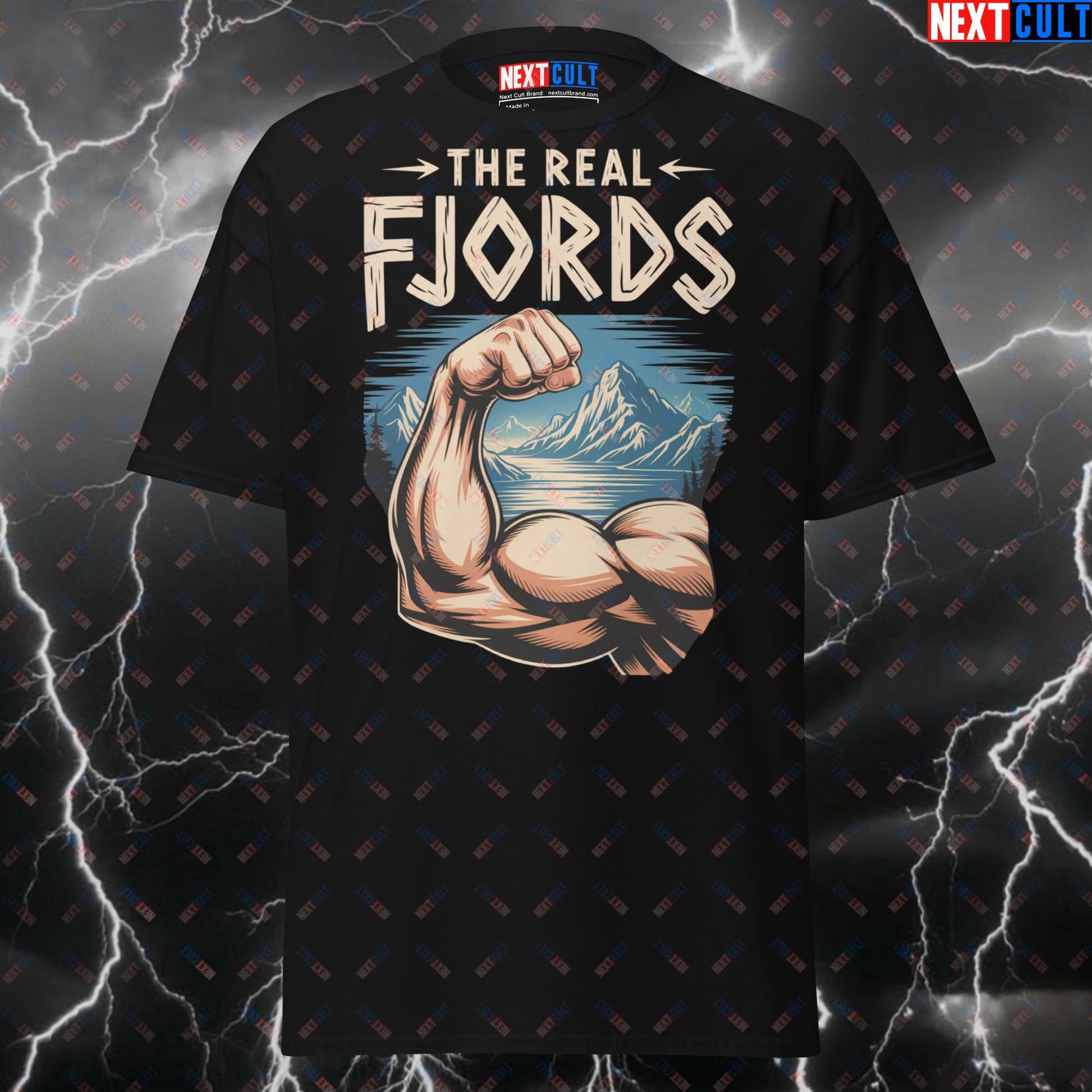 The Real Fjords Pump Cover Gym T-Shirt – Funny Muscle Mountain Tee for Lifters, Gymbros & Fitness Meme Lovers T-shirts Bodybuilding Fitness Gym Pump Cover Vikings Workout Next Cult Brand