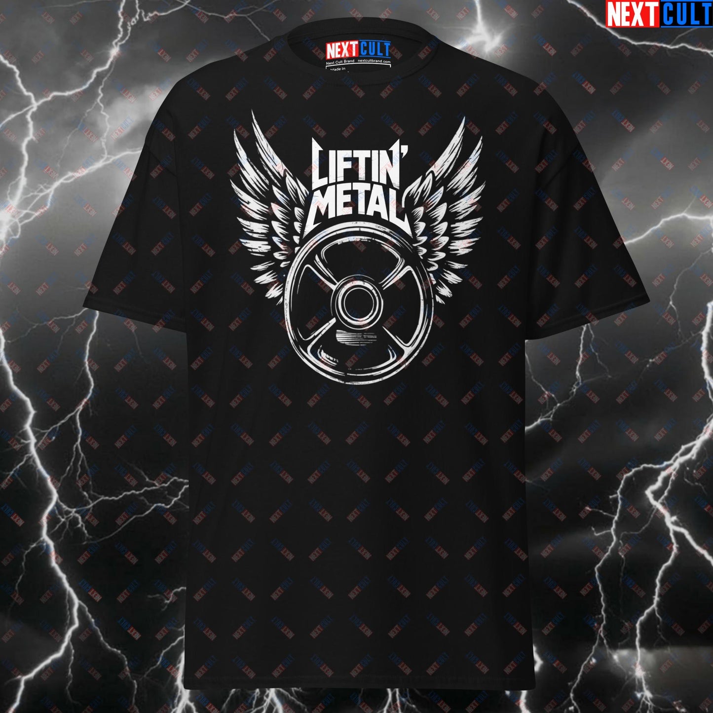 Liftin Metal Gym T-Shirt - Funny Heavy Metal Workout Tee for Lifters & Gymbros - Pump Cover for Powerlifting Gains T-shirts Bodybuilding Fitness Gym Powerlifting Pump Cover Rock Music Workout Next Cult Brand