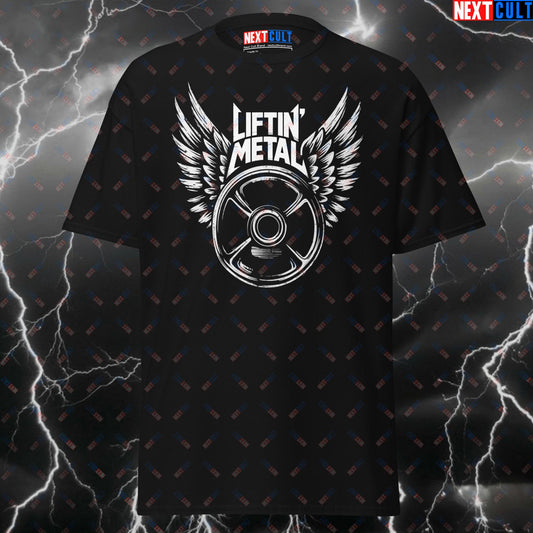 Liftin Metal Gym T-Shirt - Funny Heavy Metal Workout Tee for Lifters & Gymbros - Pump Cover for Powerlifting Gains T-shirts Bodybuilding Fitness Gym Powerlifting Pump Cover Rock Music Workout Next Cult Brand