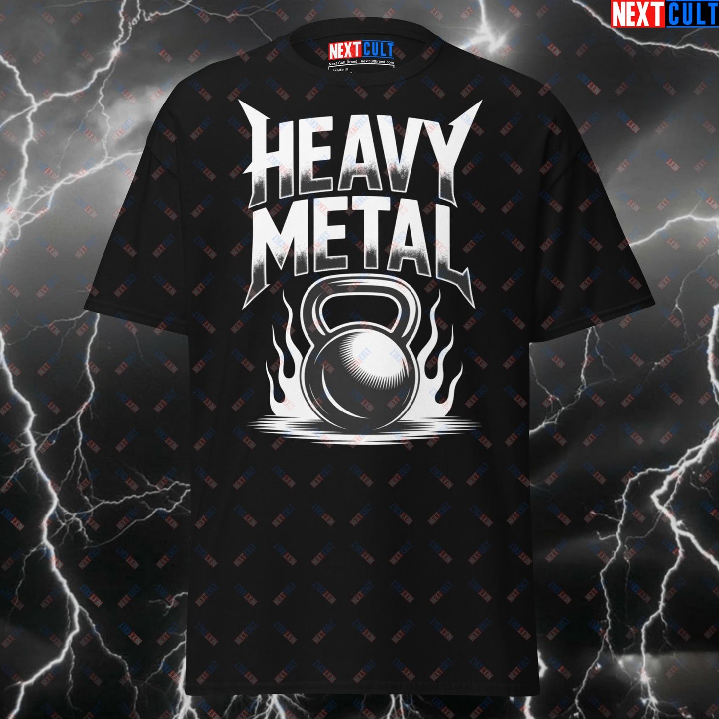 Heavy Metal Gym T-Shirt - Funny Kettlebell Rock Music Pump Cover Tee for Lifters & Gymbros Meme Fitness Shirt T-shirts Bodybuilding Fitness Functional Fitness Gym Kettlebell Pump Cover Rock Music Workout Next Cult Brand
