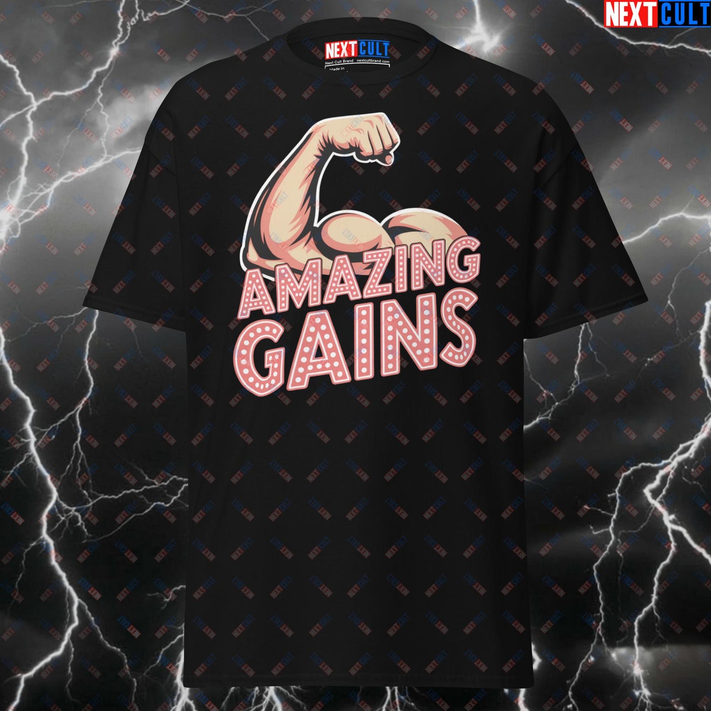 Amazing Gains Funny Gym Shirt - Elvis Presley Rock & Roll Pump Cover Tee for Lifters & Gymbros T-shirts Bodybuilding Elvis Presley Fitness Gym Pump Cover Rock Music Workout Next Cult Brand