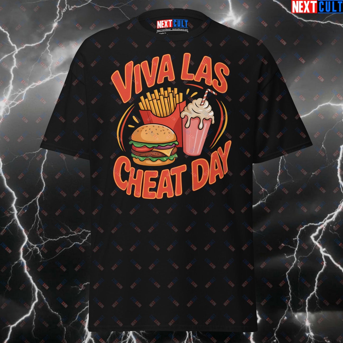 Viva Las Cheat Day T-Shirt - Funny Gym Shirt & Pump Cover for Lifters, Bodybuilding & Powerlifting Gains T-shirts Bodybuilding Bulking Elvis Presley Fast Food Fitness Gym Pump Cover Rock Music Workout Next Cult Brand