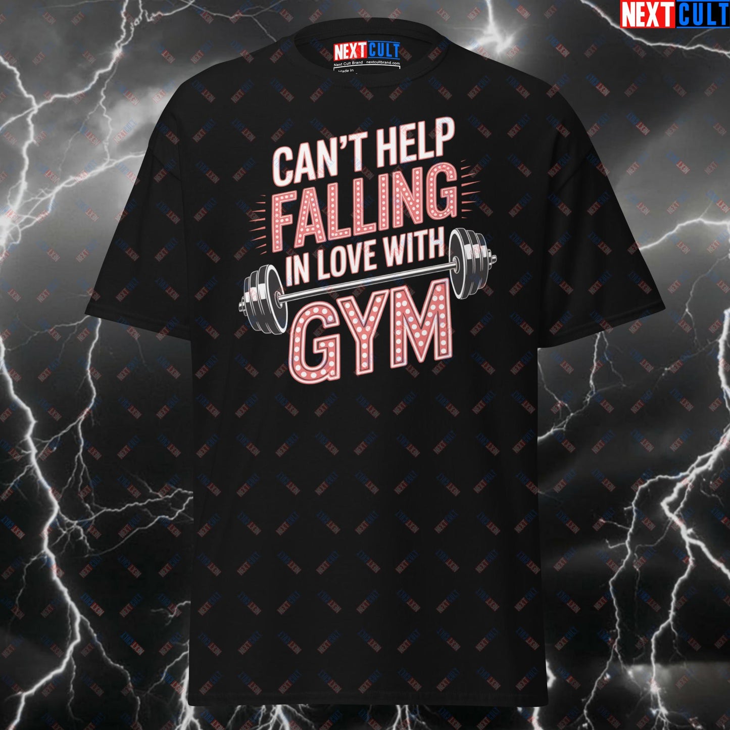 Can't Help Falling In Love With Gym Funny T Shirt – Elvis Presley Gym Meme Tee for Lifters, Pump Cover Workout Top T-shirts Bodybuilding Elvis Presley Fitness Gym Powerlifting Pump Cover Rock Music Workout Next Cult Brand
