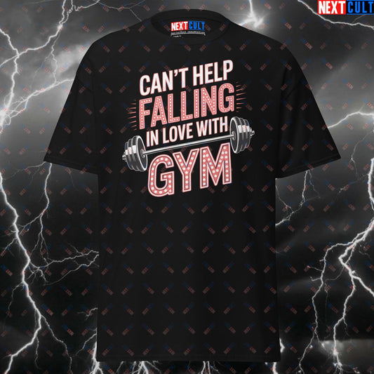 Can't Help Falling In Love With Gym Funny T Shirt – Elvis Presley Gym Meme Tee for Lifters, Pump Cover Workout Top T-shirts Bodybuilding Elvis Presley Fitness Gym Powerlifting Pump Cover Rock Music Workout Next Cult Brand