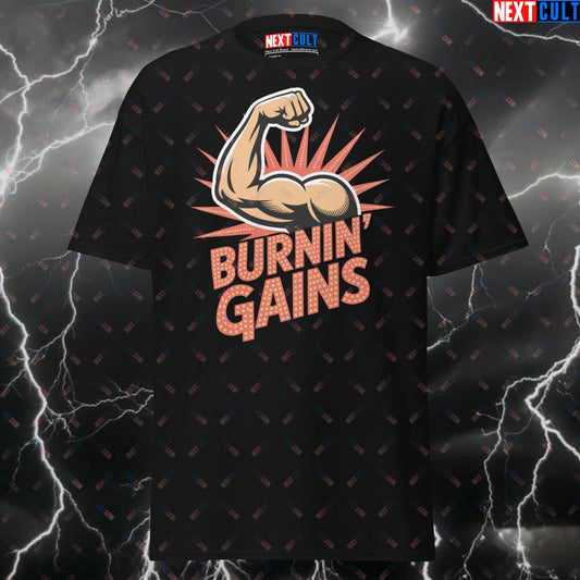 Burnin Gains Funny Gym T-Shirt - Elvis Presley Rock & Roll Pump Cover Tee for Lifters & Gymbros T-shirts Bodybuilding Elvis Presley Fitness Gym Pump Cover Rock Music Workout Next Cult Brand
