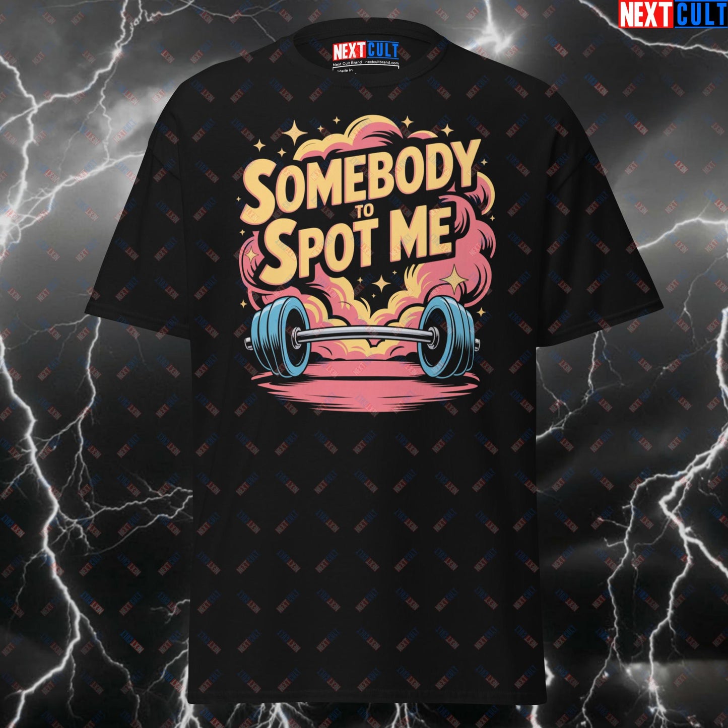 Somebody To Spot Me Queen Rock Music Meme Tee for Lifters, Gymbro Pump Cover Workout Top T-shirts Bodybuilding Fitness Gym Powerlifting Pump Cover Queen Rock Music Workout Next Cult Brand