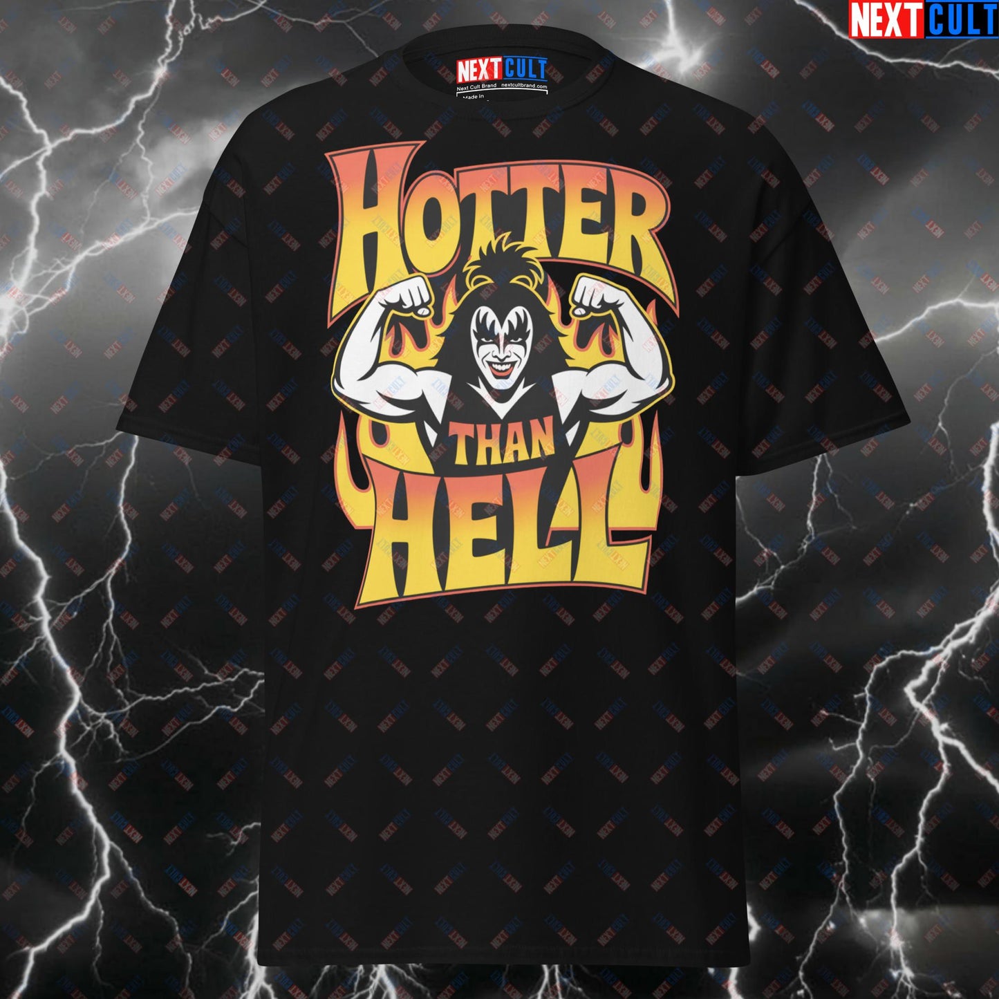 Hotter Than Hell Gym T-Shirt - Funny KISS Rock Music Pump Cover Tee for Lifters, Gymbros & Fitness Gains T-shirts Bodybuilding Fitness Gym KISS Pump Cover Rock Music Workout Next Cult Brand
