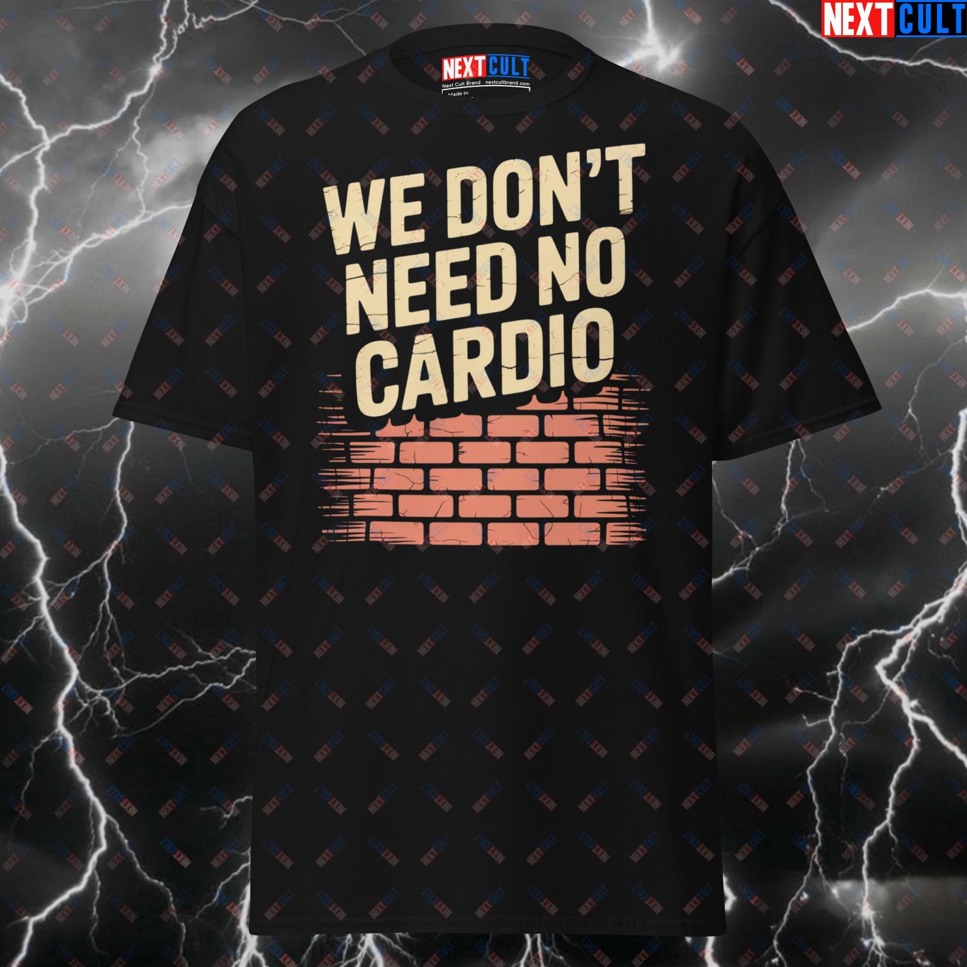 We Don't Need No Cardio Pink Floyd Meme Tee for Lifters, Workout Pump Cover & Fitness Gains - Funny Gym Shirt T-shirts Bodybuilding Cardio Fitness Gym Pink Floyd Pump Cover Rock Music Workout Next Cult Brand
