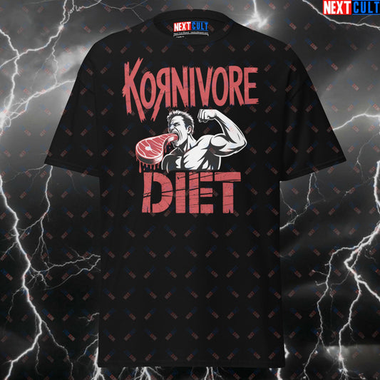 Kornivore Diet Funny Gym Shirt - Metalhead Workout Tee for Lifters, Carnivore Diet Pump Cover for Gymbros & Gains T-shirts Bodybuilding Fast Food Fitness Gym Korn Pump Cover Rock Music Workout Next Cult Brand