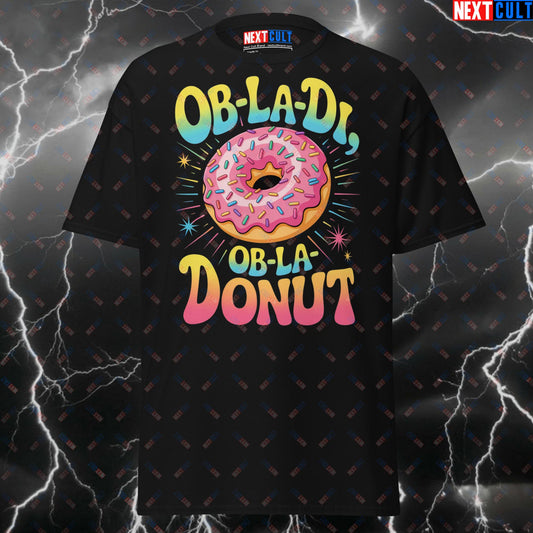 Ob-La-Di Ob-La-Donut Funny Gym Shirt – Bulking Pump Cover Tee for Lifters, Gymbro Meme Top T-shirts Bodybuilding Bulking Donuts Fast Food Fitness Gym Pump Cover Rock Music The Beatles Workout Next Cult Brand