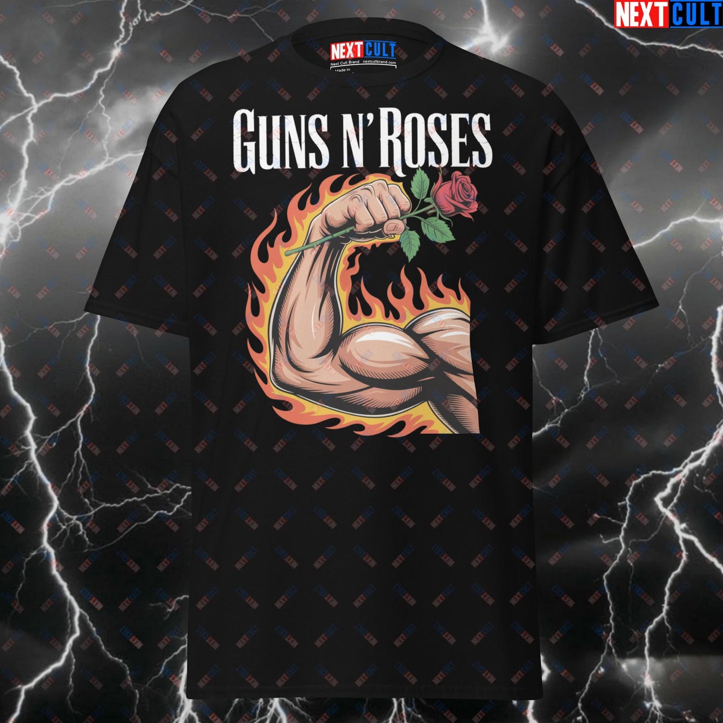 Biceps and Roses Funny Gym Shirt – Guns N' Roses Meme Tee for Lifters, Pump Cover Workout Top for Gymbros & Fitness Gains T-shirts Bodybuilding Fitness Guns N' Roses Gym Pump Cover Rock Music Workout Next Cult Brand