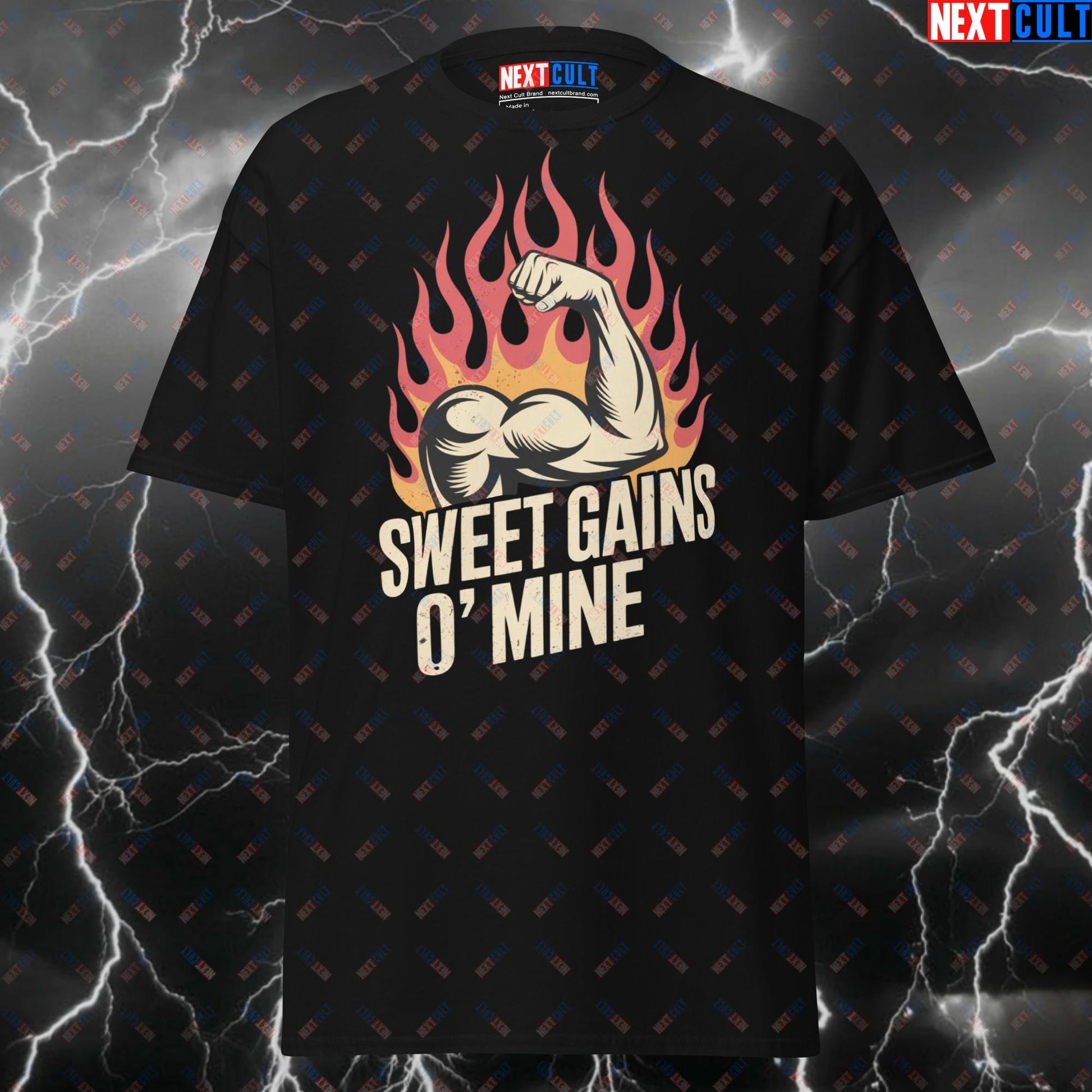 Sweet Gains O'Mine Funny Gym T-Shirt – Guns N' Roses Rock Music Pump Cover Tee for Lifters & Gymbros T-shirts Bodybuilding Fitness Guns N' Roses Gym Pump Cover Rock Music Workout Next Cult Brand