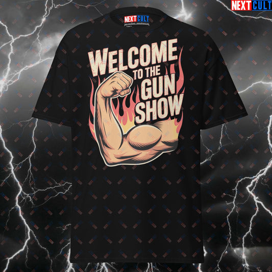 Welcome To The Gun Show Funny Gym T-Shirt – Guns N' Roses Meme Tee for Lifters, Gymbro Pump Cover & Workout Top T-shirts Bodybuilding Fitness Guns N' Roses Gym Pump Cover Rock Music Workout Next Cult Brand