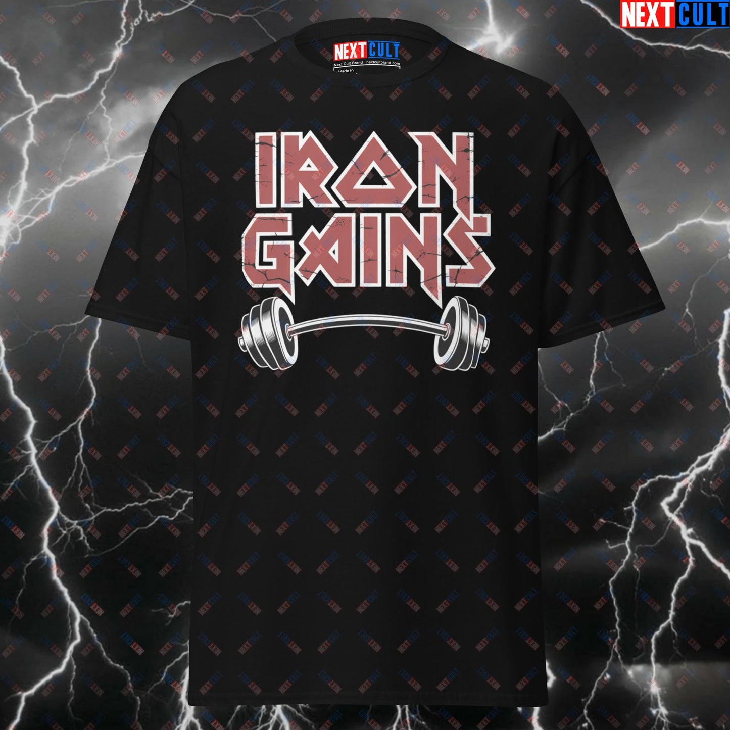 Iron Gains Funny Gym T-Shirt – Heavy Metal Workout Tee for Lifters | Rock Music Pump Cover for Gymbros & Fitness Meme Lovers T-shirts Bodybuilding Fitness Gym Iron Maiden Pump Cover Rock Music Workout Next Cult Brand