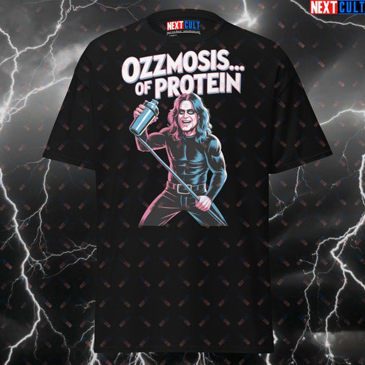 Ozzmosis of Protein Funny Gym Shirt – Heavy Metal Pump Cover Tee for Lifters, Gymbros & Ozzy Osbourne Fans T-shirts Bodybuilding Fitness Gym Ozzy Osbourne Pump Cover Rock Music Workout Next Cult Brand