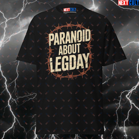 Paranoid About Leg Day Black Sabbath Heavy Metal Pump Cover Tee for Lifters & Gymbros - Funny Gym T-Shirt T-shirts Black Sabbath Bodybuilding Fitness Gym Leg Day Pump Cover Rock Music Workout Next Cult Brand