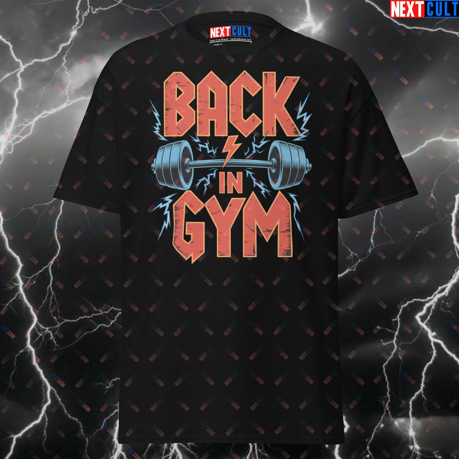 Back In Gym Funny AC/DC Rock Music T-Shirt - Gymbro Workout Tee for Lifters & Powerlifting Gains Meme Pump Cover T-shirts AC/DC Bodybuilding Fitness Gym Pump Cover Rock Music Workout Next Cult Brand