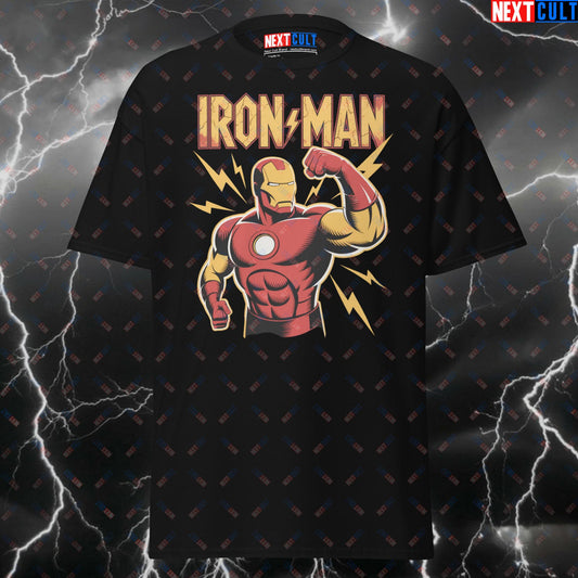 Iron Man AC/DC Rock Music Pump Cover Tee for Lifters, Gymbros & Fitness Meme Lovers - Funny Gym T-Shirt T-shirts AC/DC Avengers Bodybuilding Films Fitness Gym Iron Man Pump Cover Rock Music Superheroes Workout Next Cult Brand