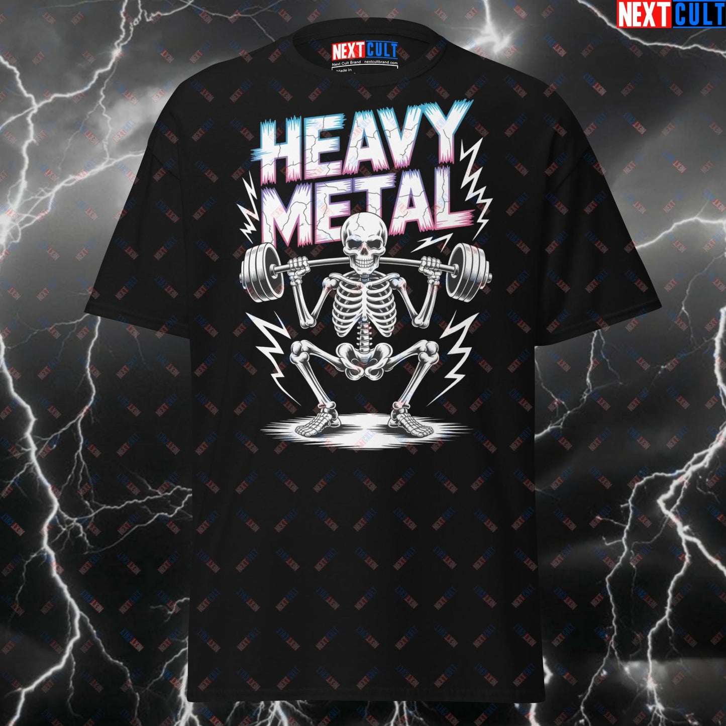 Heavy Metal Leg Day T-Shirt - Funny Gym Shirt for Squats & Gains - Pump Cover Tee for Lifters & Gymbros T-shirts Bodybuilding Fitness Gym Halloween Leg Day Powerlifting Pump Cover Rock Music Workout Next Cult Brand