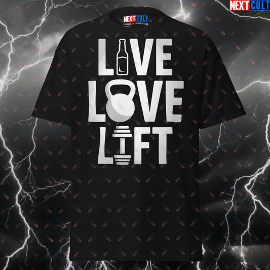 Live Love Lift Funny Gym T-Shirt - Gymbro Meme Tee for Workout & Gains - Pump Cover Fitness Shirt for Lifters T-shirts Bodybuilding Fitness Gym Pump Cover Workout Next Cult Brand