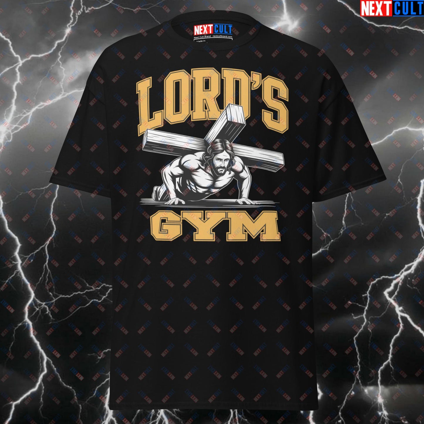 Lord's Gym Funny Gym Shirt - Jesus Christ Pump Cover Tee for Gymbros, Workout & Gains - Meme Fitness T-Shirt T-shirts Bodybuilding Easter Fitness Gym Jesus Pump Cover Workout Next Cult Brand