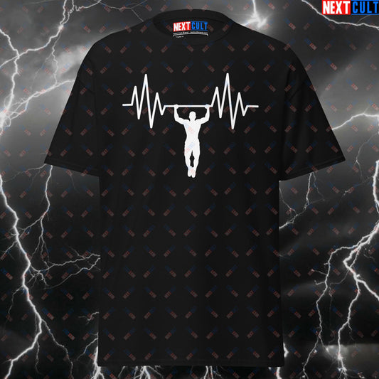 Funny Calisthenics Gym Shirt - Pullups Heartbeat Tee | Calisthenics Workout Top for Lifters & Gymbros | Pump Cover Meme T-Shirt T-shirts Bodybuilding Calisthenics Fitness Gym Pump Cover Workout Next Cult Brand