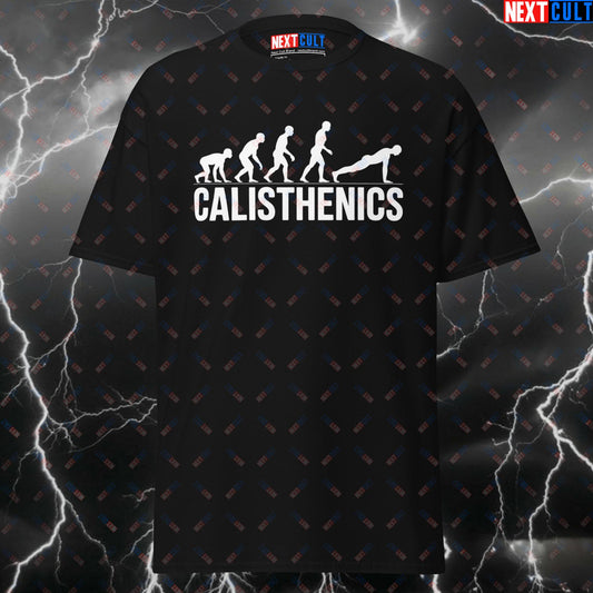 Calisthenics Evolution Funny Gym Shirt for Calisthenics Lovers - Pump Cover Tee for Workout Gains & Gym Meme Humor T-shirts Calisthenics Fitness Gym Pump Cover Workout Next Cult Brand
