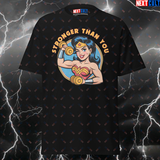 Stronger Than You Funny Gym T-Shirt – Wonder Woman Inspired Pump Cover Tee for Gym Bros & Fitness Heroes T-shirts Bodybuilding Films Fitness Gym Justice League Powerlifting Pump Cover Superheroes Wonder Woman Workout Next Cult Brand