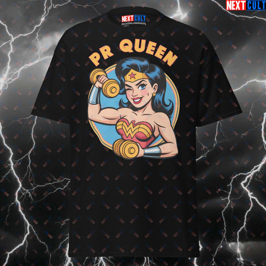 Funny Gym Shirt for Lifters - PR Queen Wonder Woman Pump Cover Tee - Superhero Gymbro Meme Fitness Top T-shirts Bodybuilding Films Fitness Gym Justice League Powerlifting Pump Cover Superheroes Wonder Woman Workout Next Cult Brand