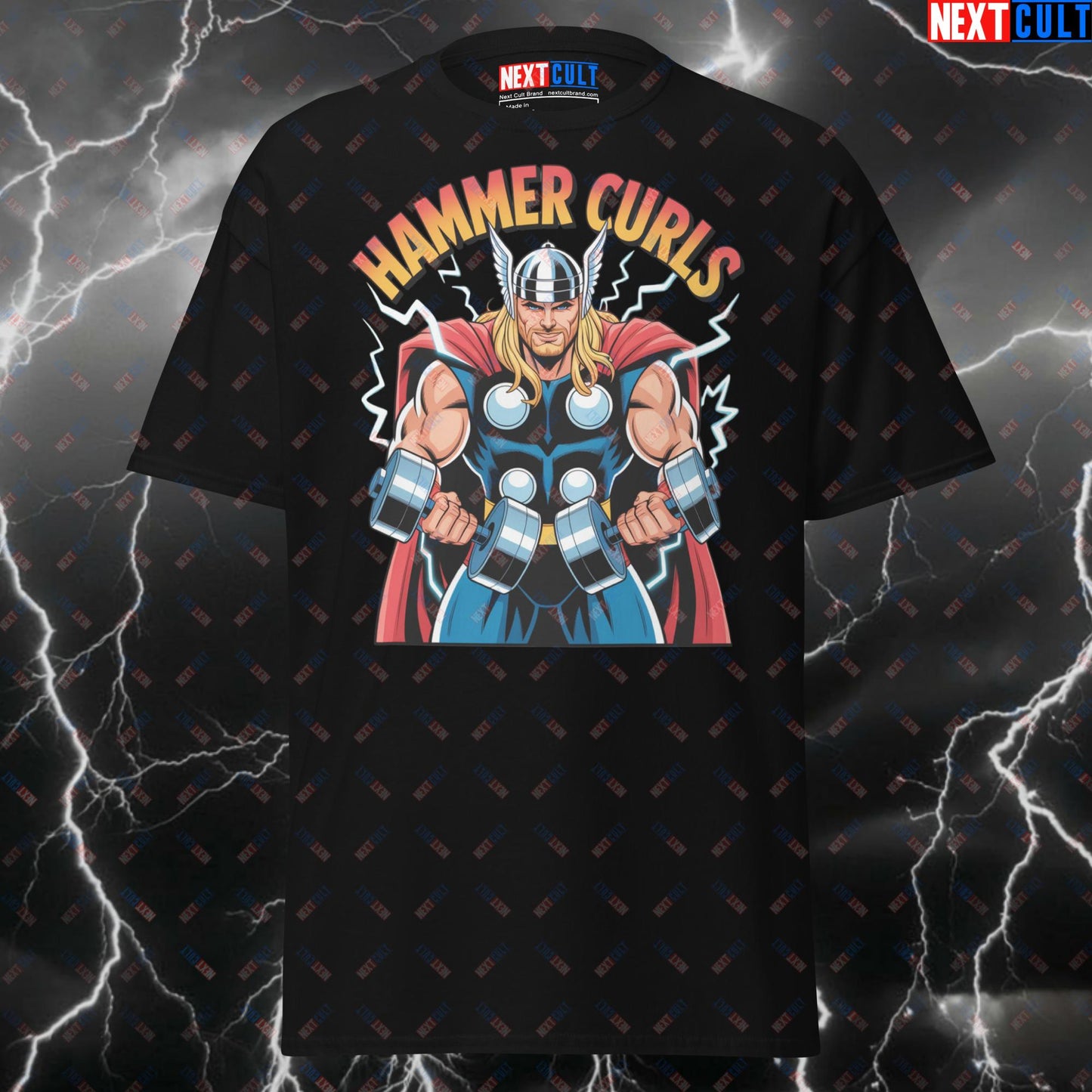 Funny Gym T-Shirt - Thor Hammer Curls Meme Tee for Lifters | Gym Hero Pump Cover Top | Fitness Bodybuilding Workout Shirt T-shirts Avengers Bodybuilding Films Fitness Gym Pump Cover Superheroes Thor Workout Next Cult Brand
